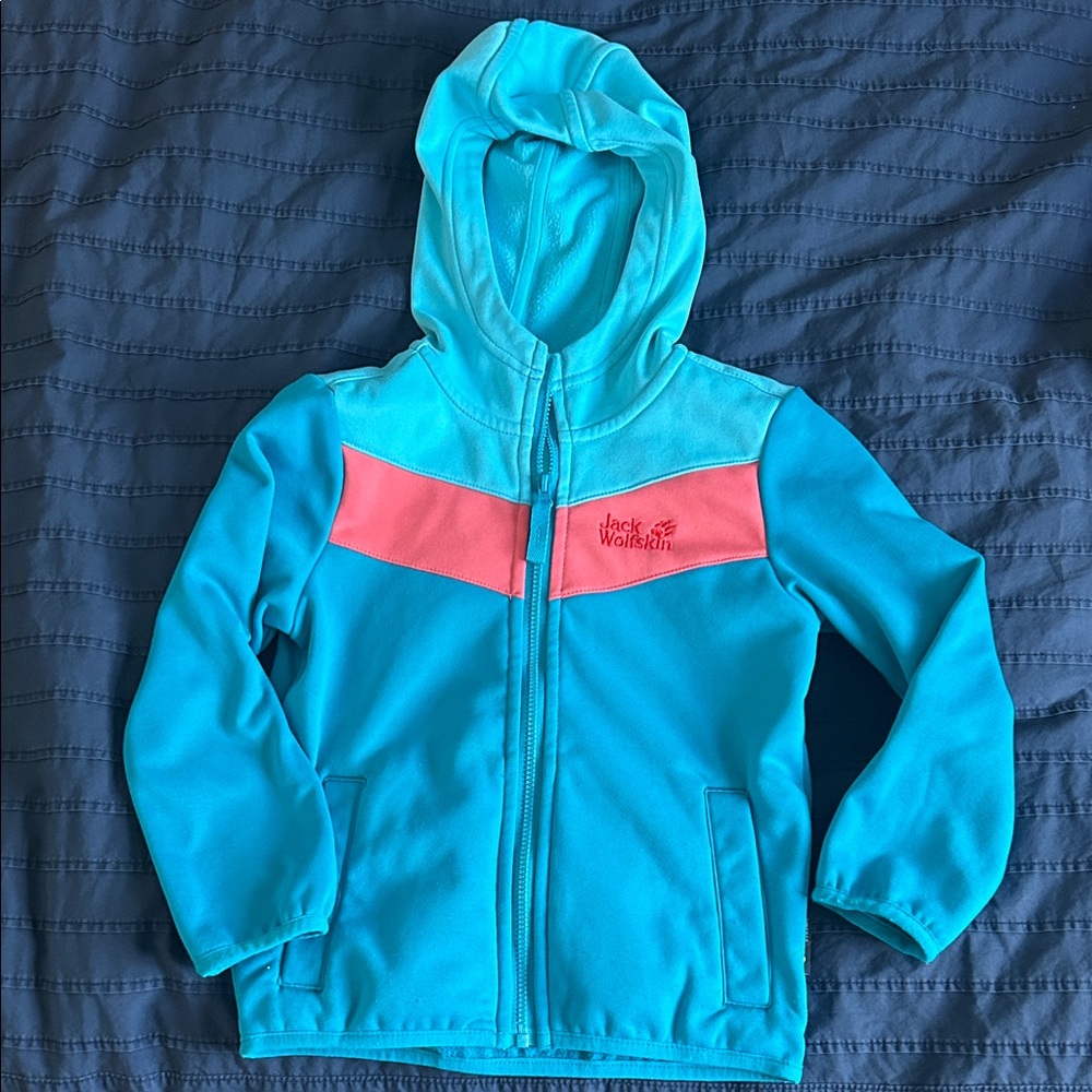 Jack Wolfskin Kids Bright Teal & Coral Hooded Jacket